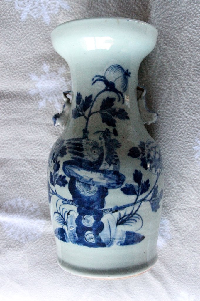 Chinese vaas porselein met blauw-wit decor 19-20 ste eeuw, Antiek en Kunst, Antiek | Vazen, Ophalen