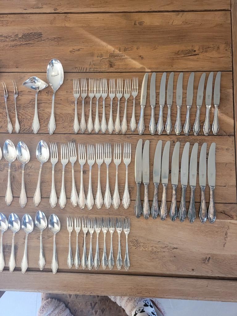 Couverts Wellner en métal argenté 68 pièces, Antiquités & Art, Antiquités | Couverts, Enlèvement ou Envoi