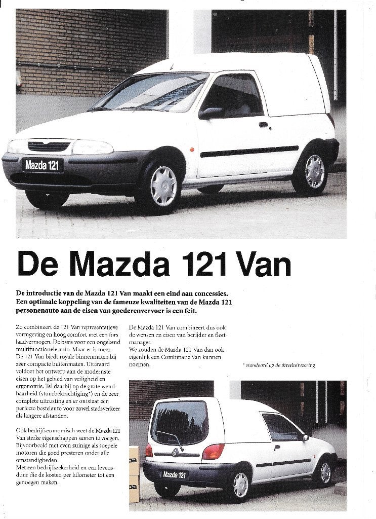 MAZDA 121 & MPV "VAN", Boeken, Auto's | Folders en Tijdschriften, Ophalen of Verzenden, Zo goed als nieuw, Mazda