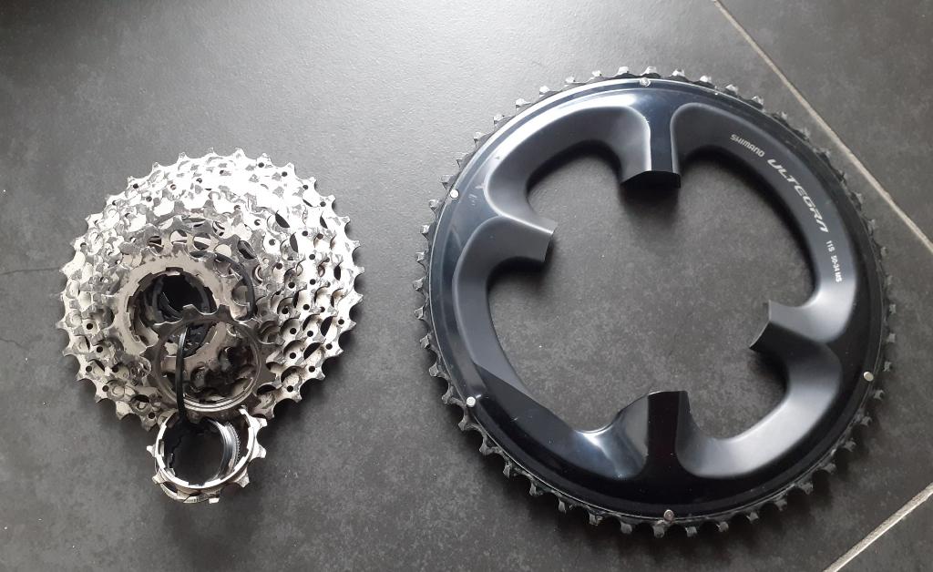 Shimano Ultegra 50T kettingblad + 11sp cassette 11/32, Vélos & Vélomoteurs, Enlèvement, Utilisé, Racefiets