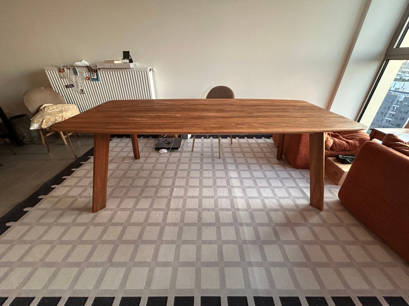 Large Solid Teak Dining Table – 220 cm – Protective Finish, Maison & Meubles, Enlèvement, Comme neuf