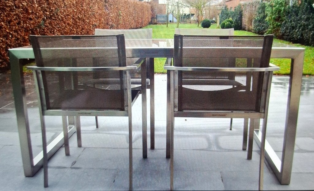 Tuintafel met 4 stoelen van royal botania, Tuin en Terras, Tuintafels, Ophalen