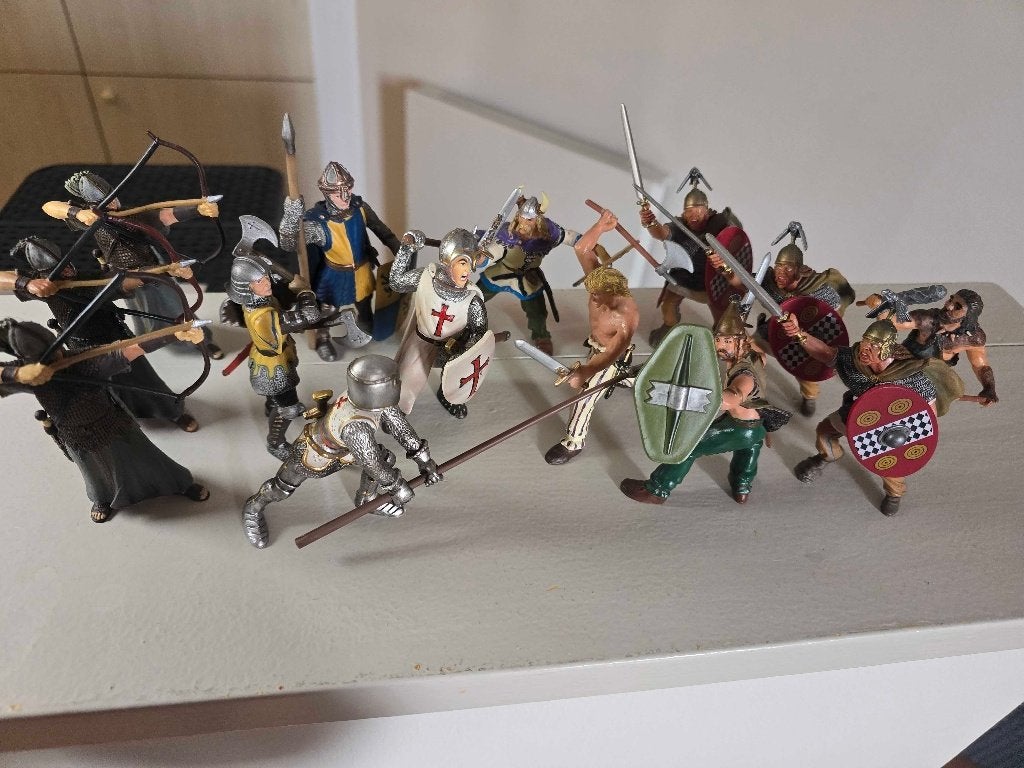 Schleich / Papo - Lot van x14 Ridders & Vikings, Ophalen of Verzenden, Zo goed als nieuw