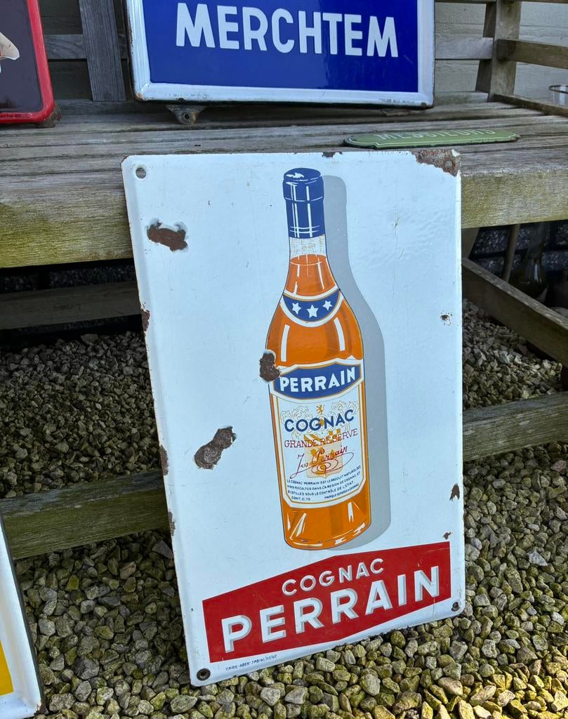 Cognac Perrain (1960), Verzamelen, Ophalen of Verzenden, Gebruikt, Reclamebord