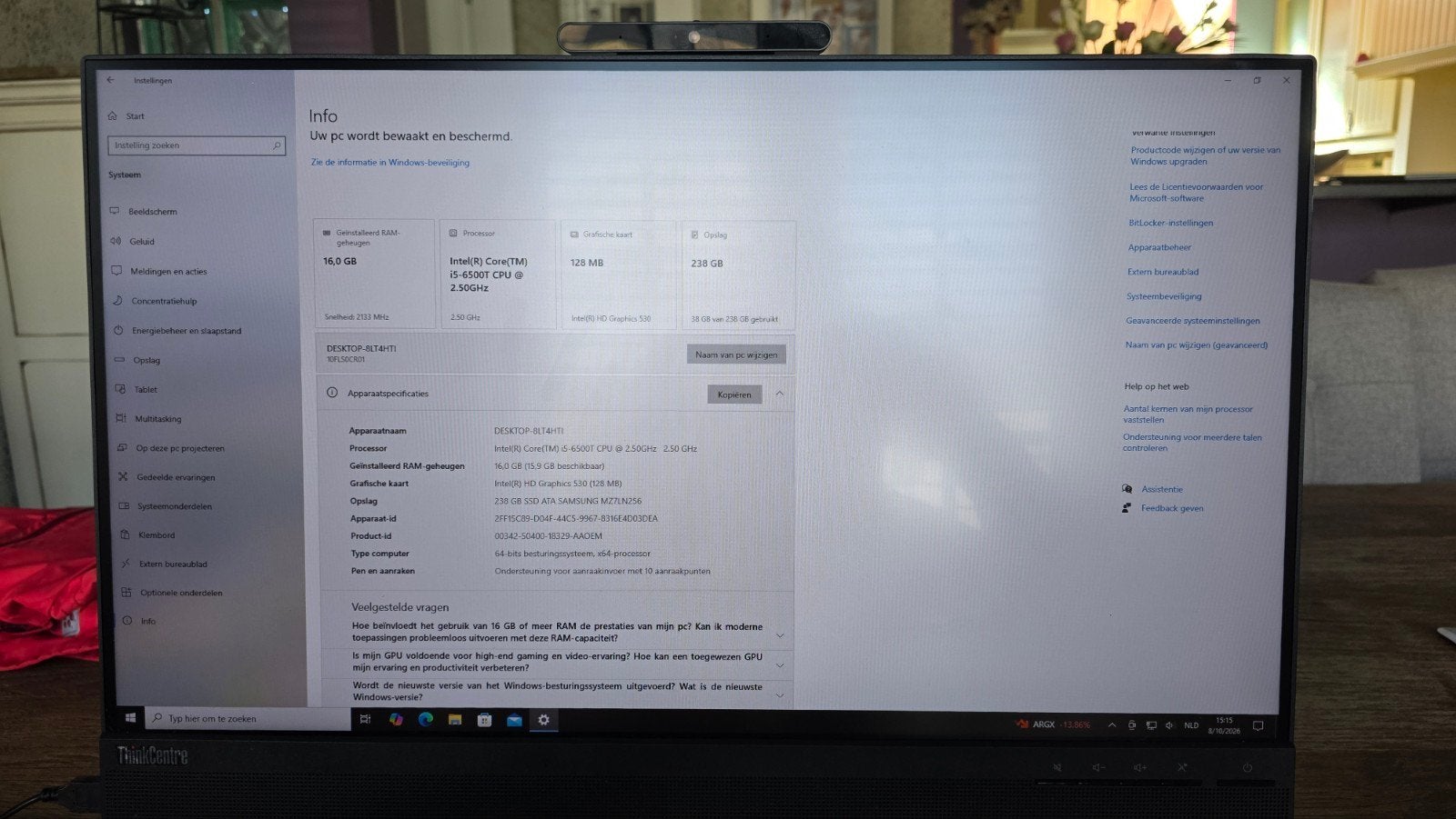 Lenovo ThinkCentre Tiny-In-One 24 Gen 5, Computers en Software, Ophalen, HD, Touchscreen, Zo goed als nieuw