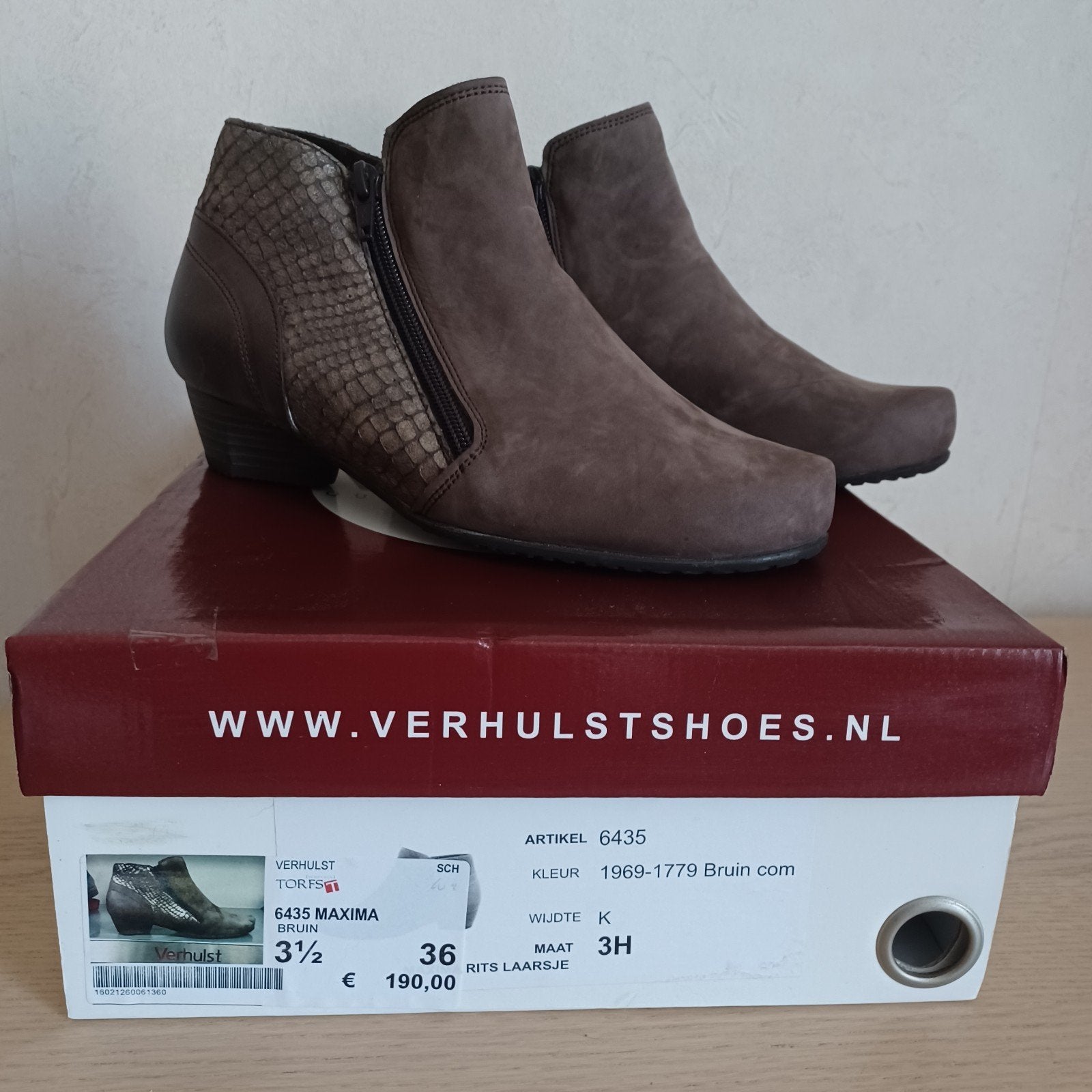 Enkellaarsjes Verhulst maat 36, Bruin, Lage of Enkellaarzen, Verhulst, Nieuw