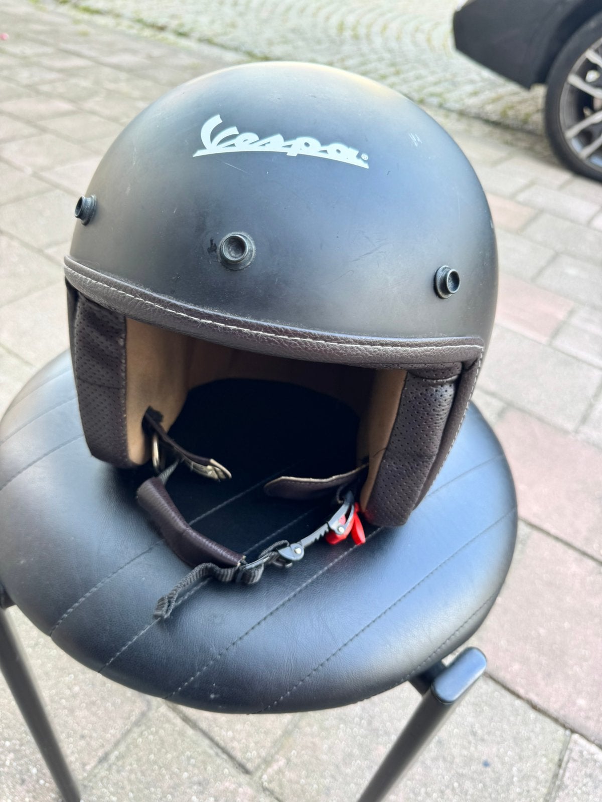 Casque Vespa - marron foncé, Motos, Enlèvement ou Envoi, M, Autres marques