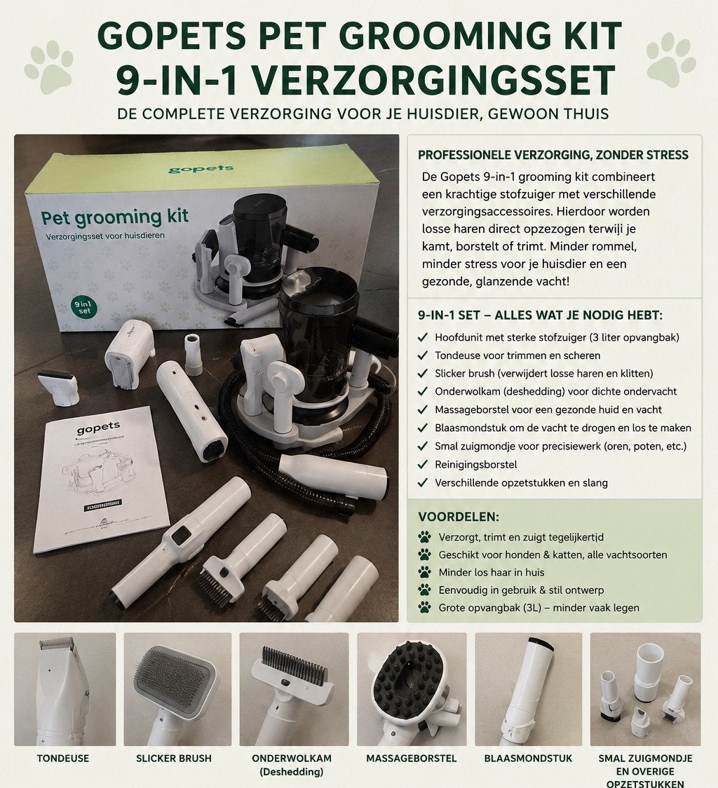 Gopets 9 in 1 pet grooming kit waterblazer hond stil, Ophalen, Zo goed als nieuw