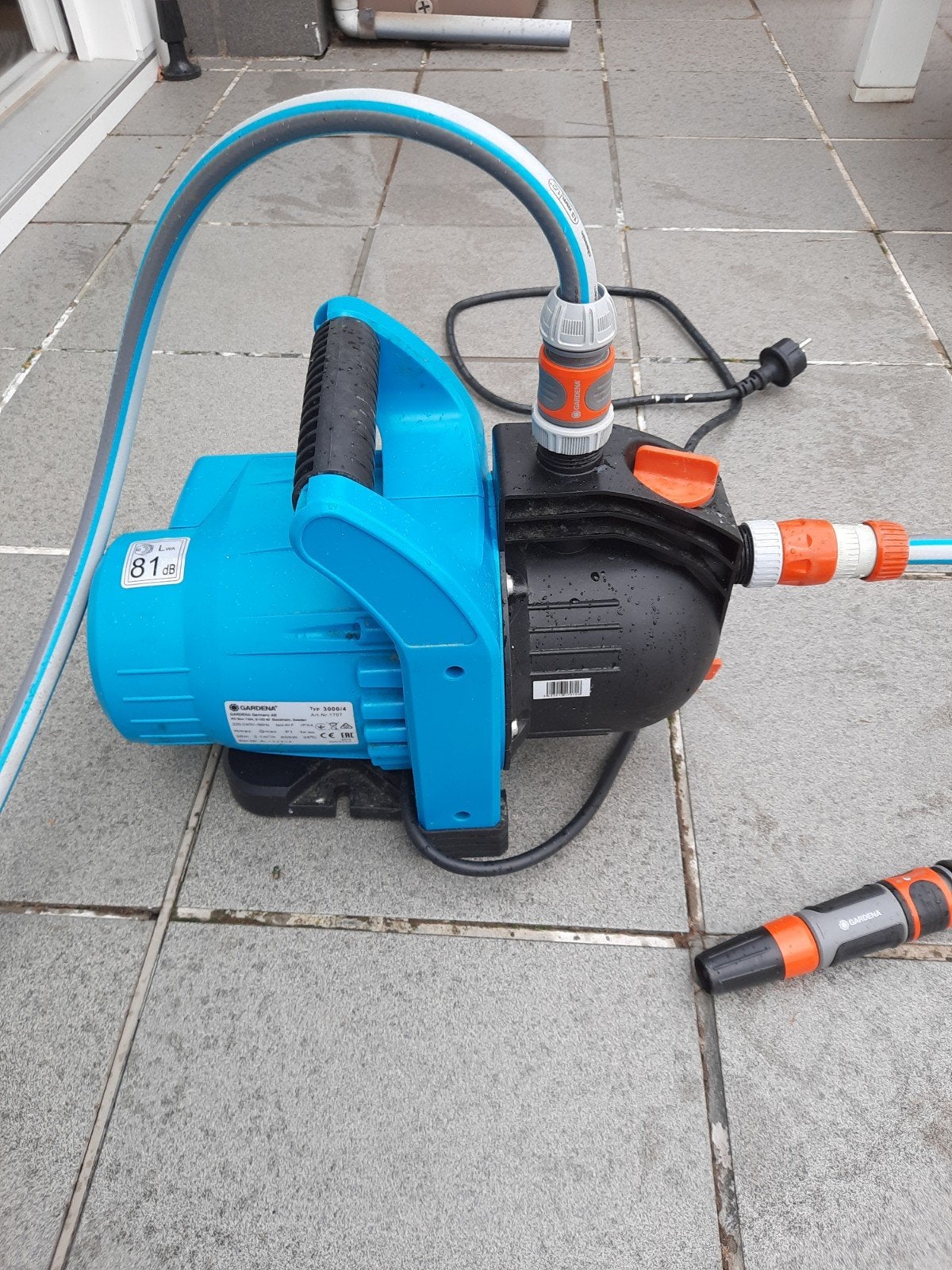 Gardena waterpomp met waterlans en aanzuigslang met Kopp.st., Ophalen