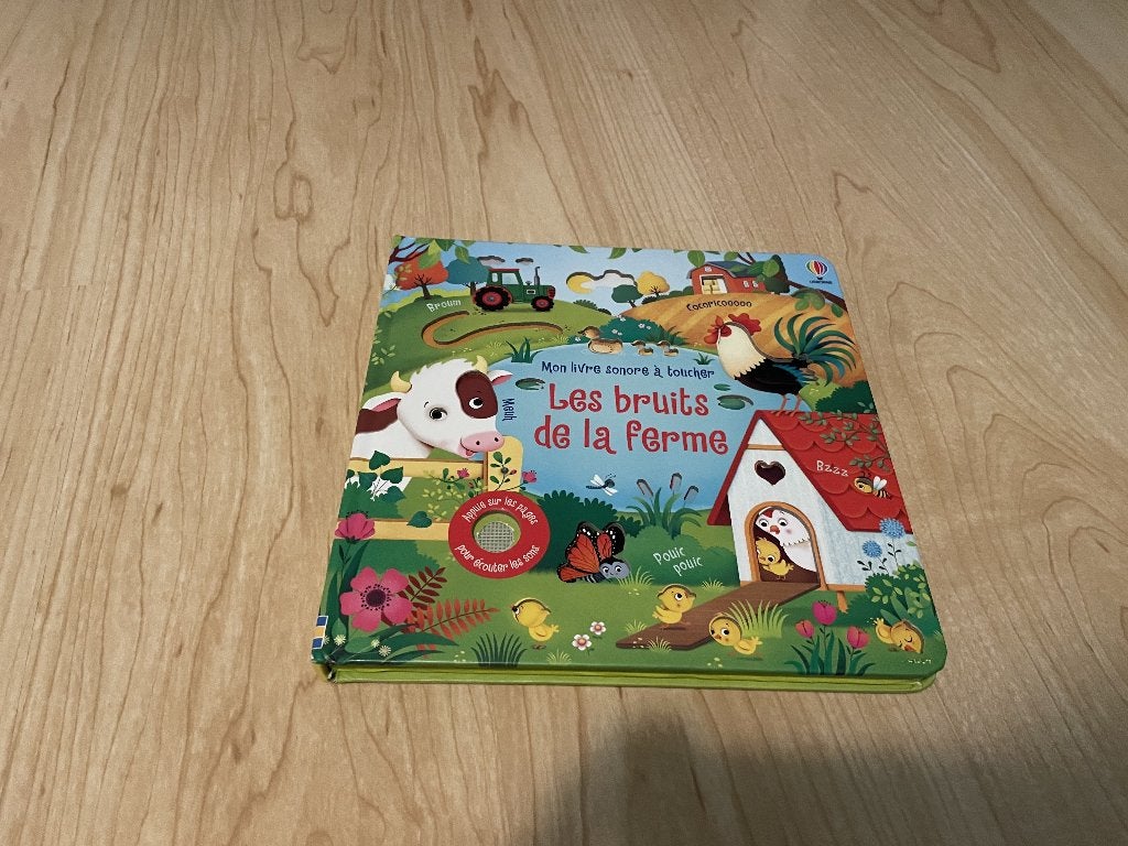 Livre sonore "Les bruits de la ferme" (FR), Enlèvement, Comme neuf, Livre à déplier, à toucher ou à découvrir, 2 à 3 ans