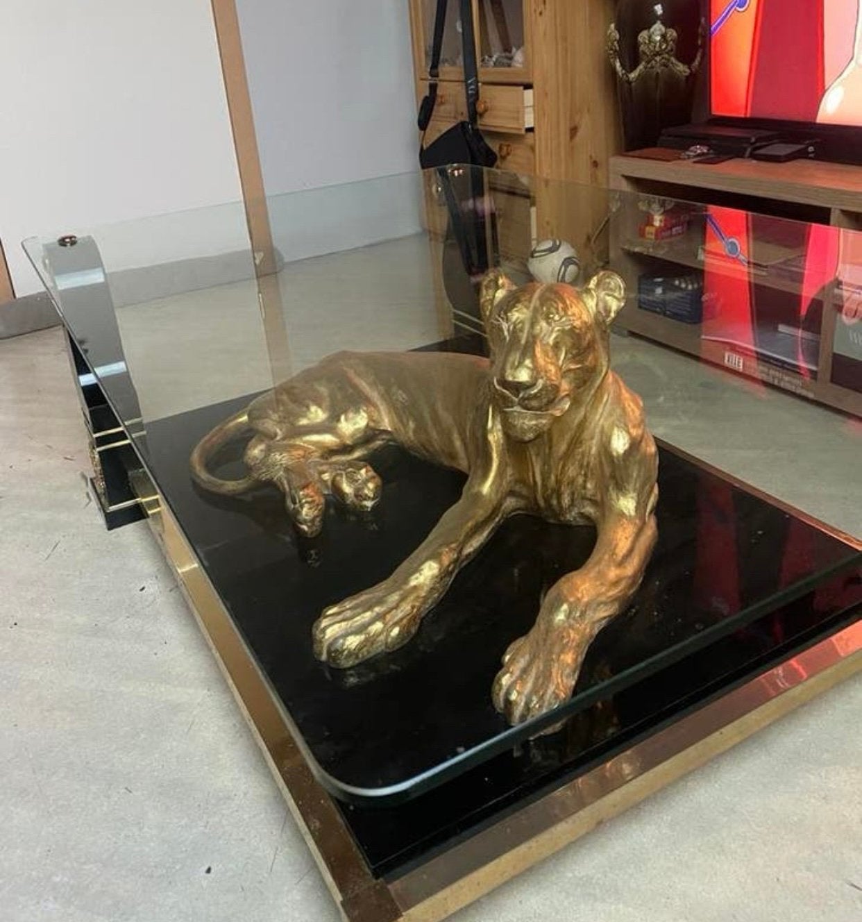Luxurious Piano Black Designer Coffe Table Gold Leaf Panther, Ophalen