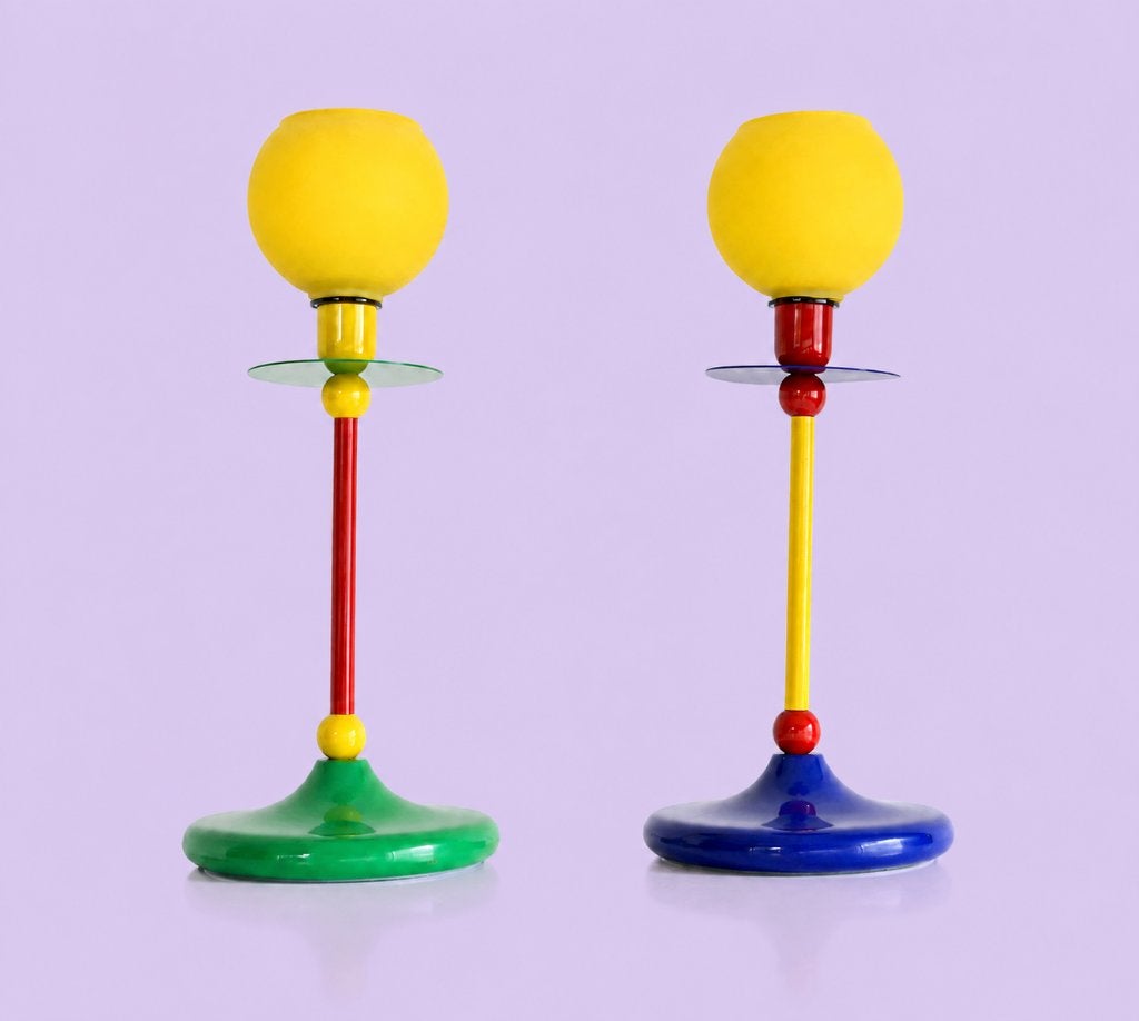 1980's Memphis-stijl tafellampen - Vintage design, Antiek en Kunst, Ophalen of Verzenden, Lamp, Glas