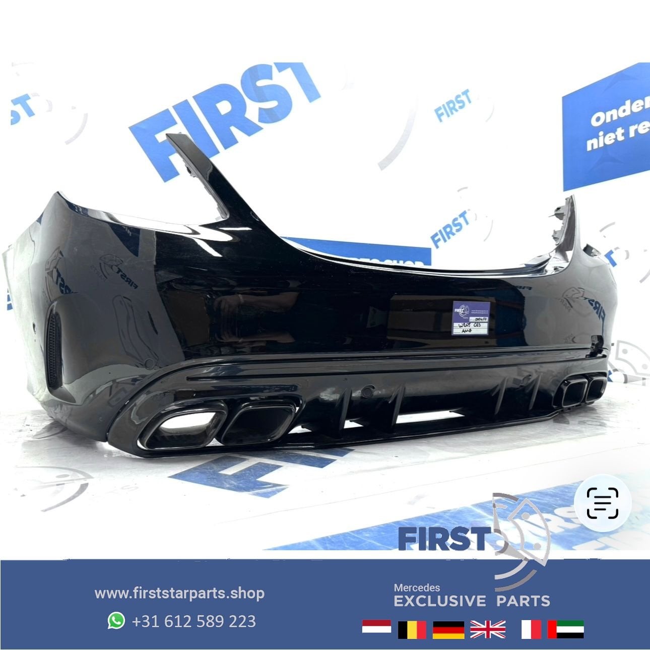 W205 BUMPER C63 AMG ACHTERBUMPER + UITLAATSIERSTUKKEN SET A2, Arrière, Utilisé, -, -