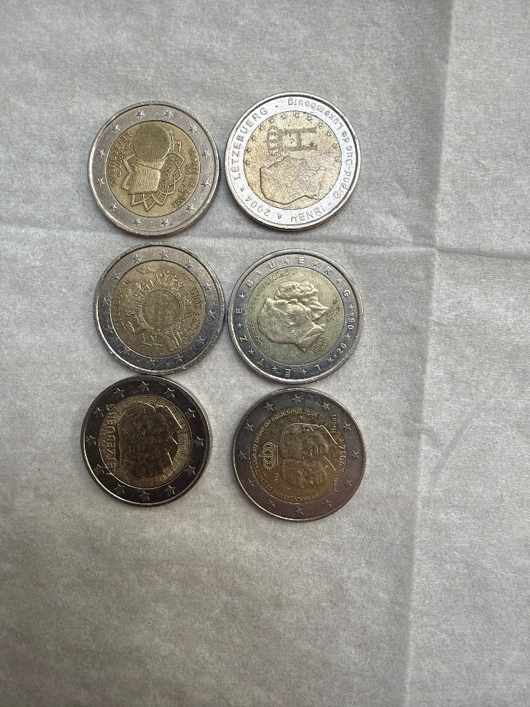 Lot de 6 pièces de 2 euros du Luxembourg., Enlèvement, Monnaie