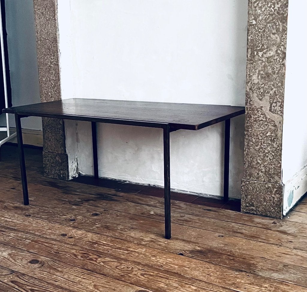 Table basse vintage minimaliste - bois foncé - Années 60/70, 50 à 100 cm, Enlèvement, Utilisé, 50 à 100 cm