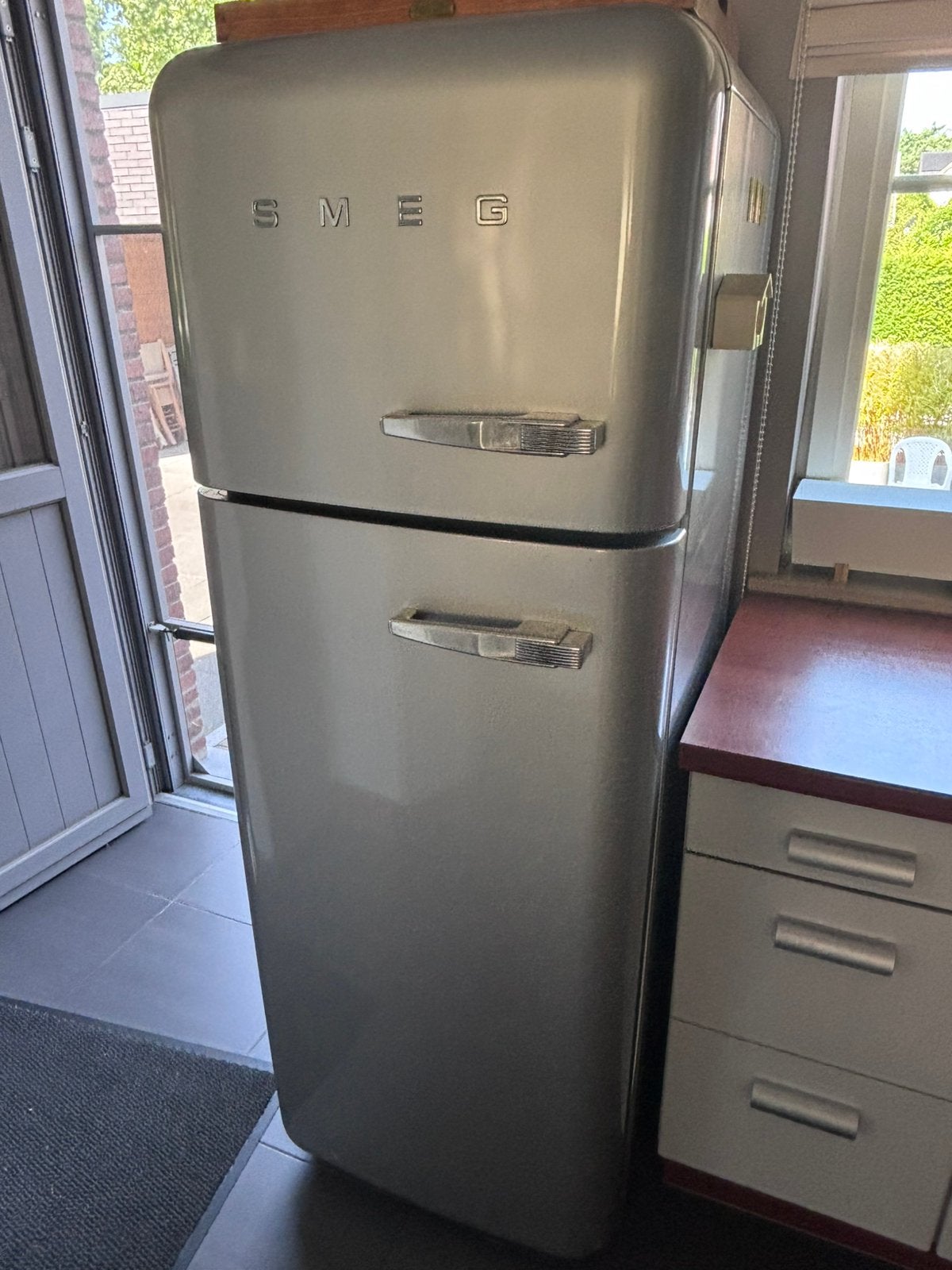 SMEG koelkast retro grijs, 160 cm ou plus, Enlèvement, Utilisé, 200 litres ou plus