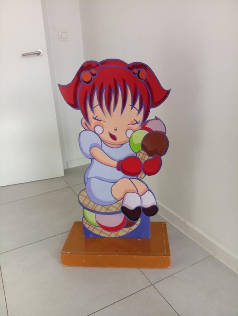 Vintage houten ijs reclame figuur – retro ijssalon decoratie, Ophalen, Zo goed als nieuw