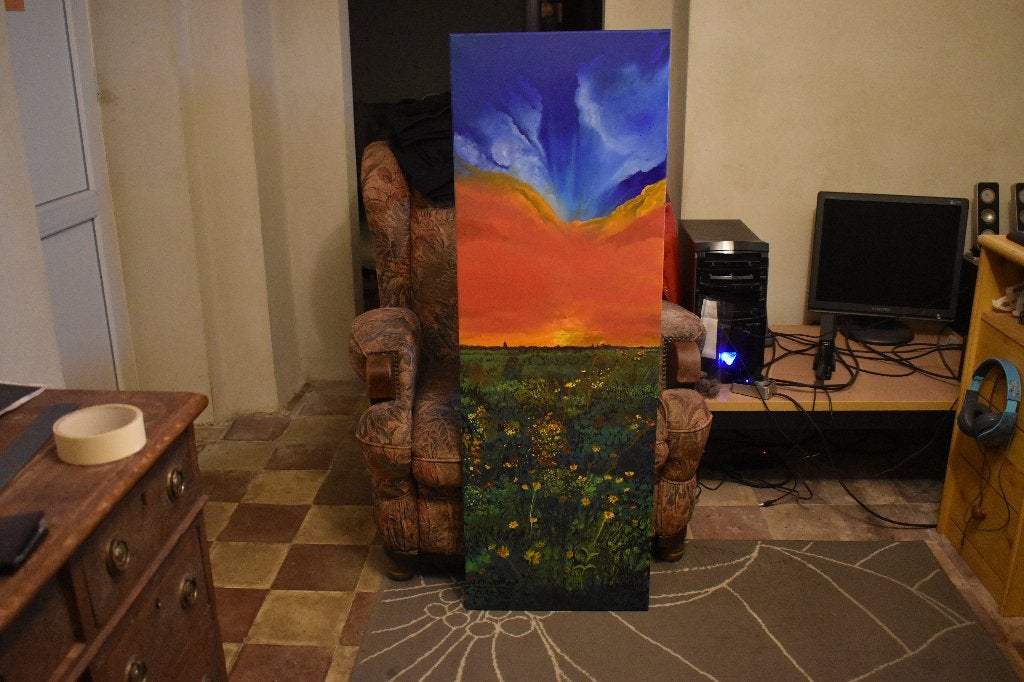 jardin naturel peinture, Par Joky Kamo, Antiquités & Art, Peinture à l'huile, Bois, Enlèvement, Paysage