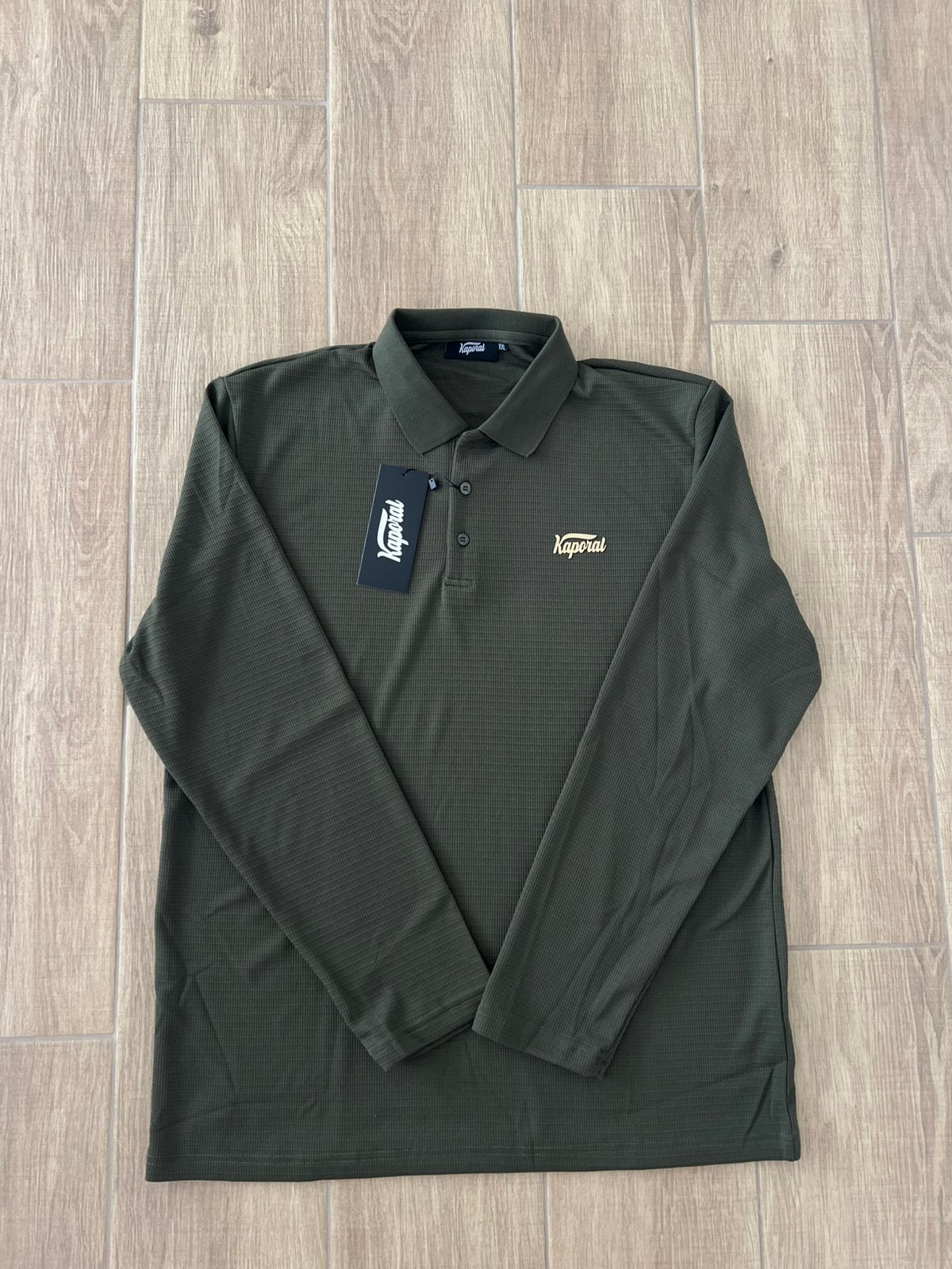 Kaporal poloshirt met lange mouwen en kaki textuur XXL, Kleding | Heren, Kaporal, Nieuw, Overige maten, Ophalen of Verzenden