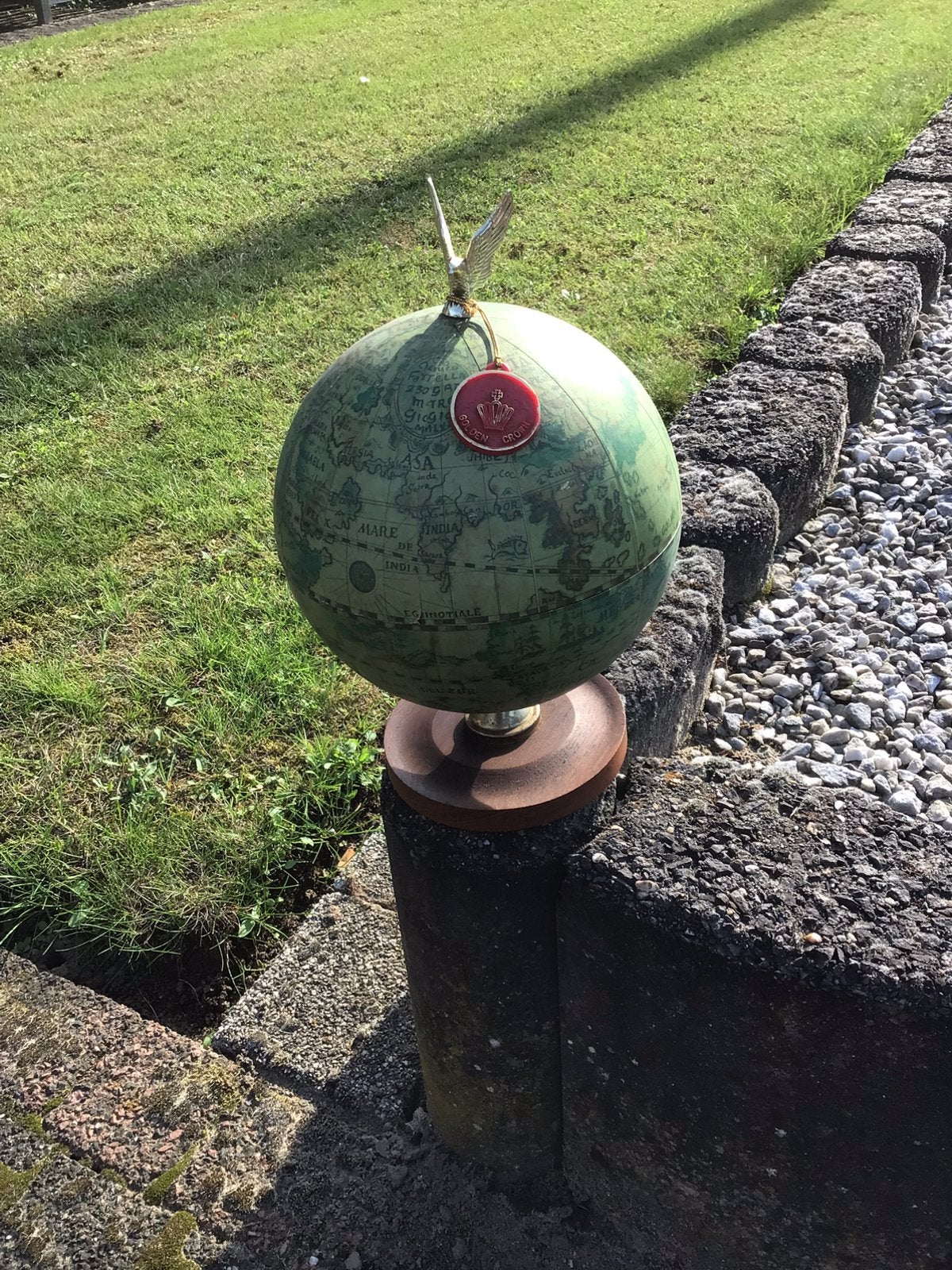 Vintage ijsemmer wereldbol italiaans , aderlaar houten voet, Ophalen