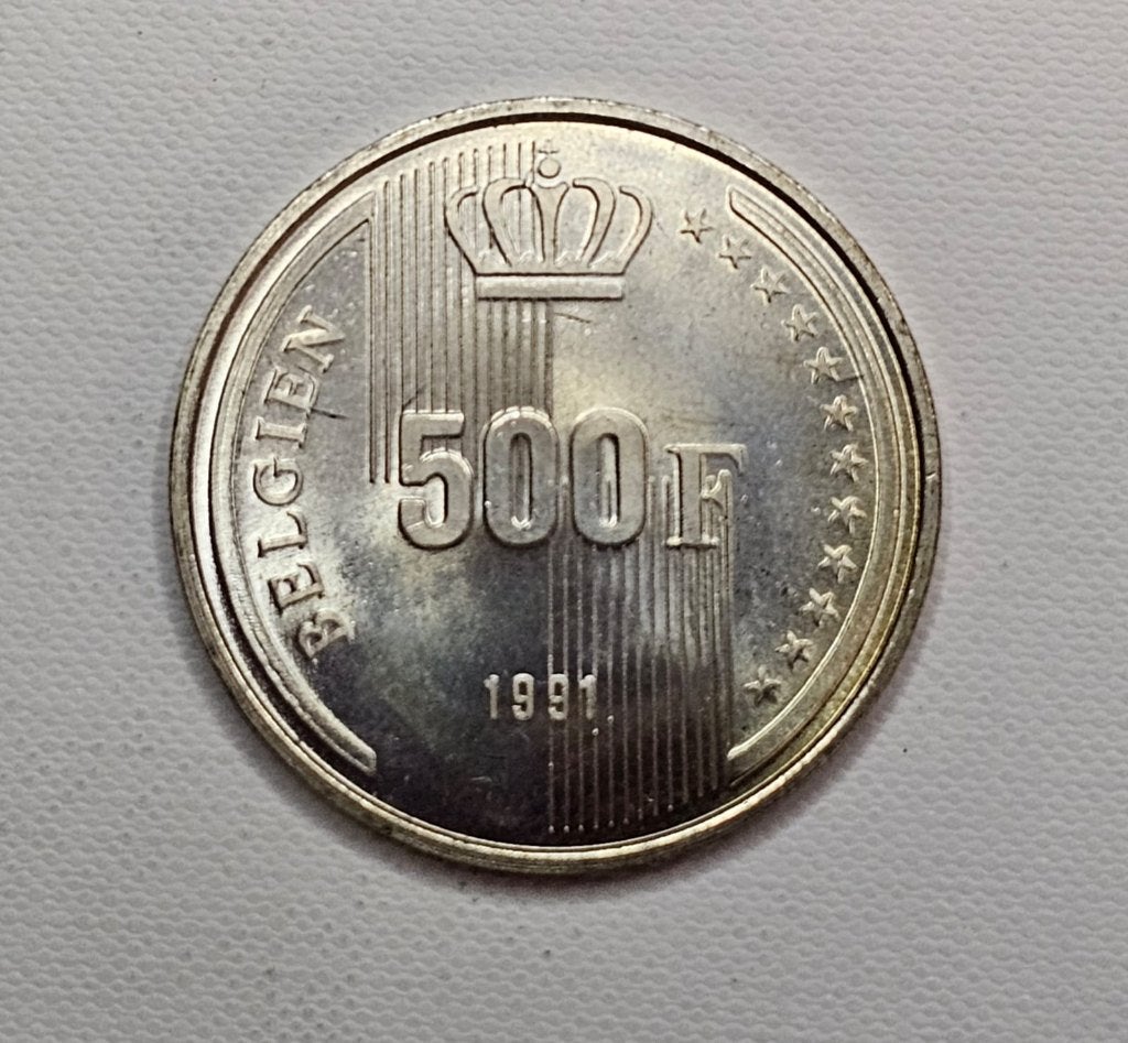 500 Frank 1991 Boudewijn - Zeldzame DUITSE Versie, Postzegels en Munten, Zilver, Ophalen of Verzenden, Losse munt, Zilver
