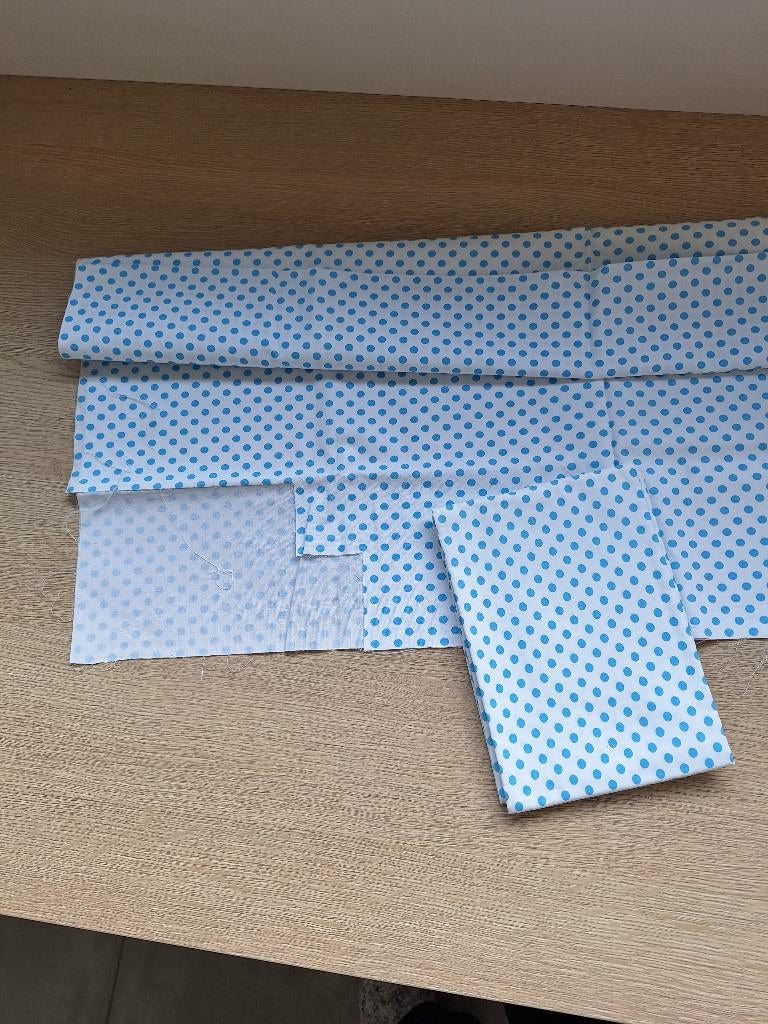 Katoen wit met blauwe bollen, Hobby & Loisirs créatifs, Enlèvement ou Envoi, Comme neuf, Blanc, Coton