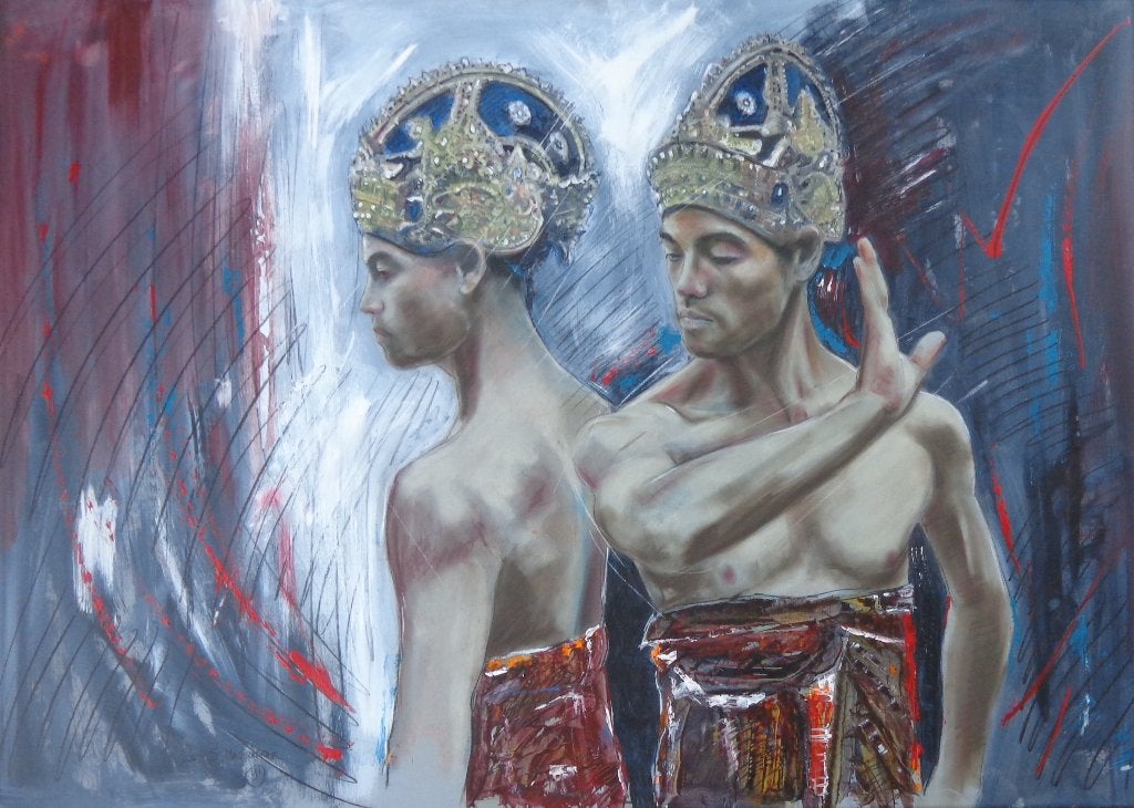 LOUIS NAGELKERKE / BALINESE DANSERS / OLIEVERF / 109x149cm, Ophalen