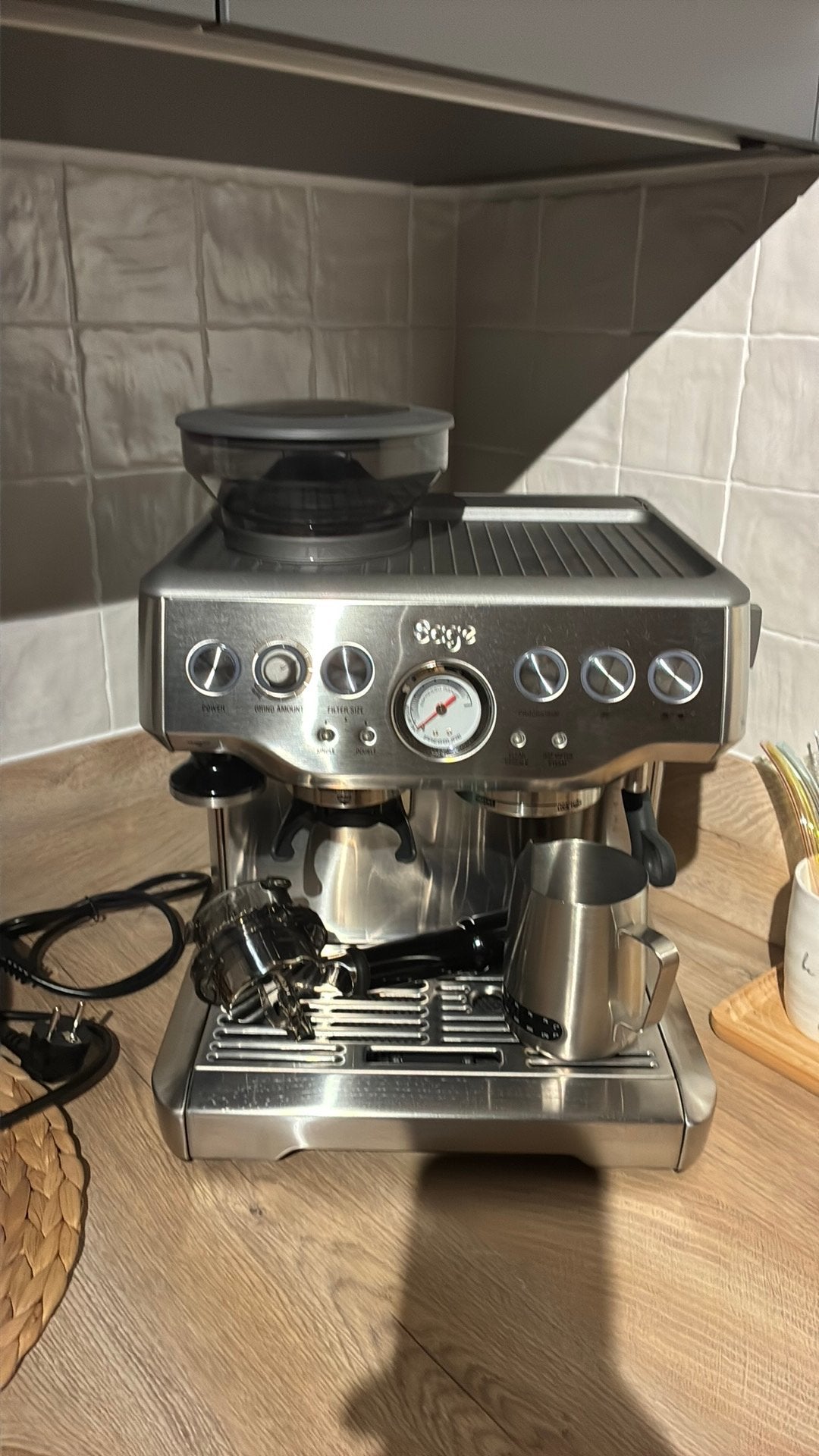 Koffietoestel Sage barista express, Electroménager, Neuf, Machine à espresso, Réservoir d'eau amovible, Café en grains