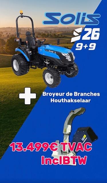 Solis 26 XL 9+9 en Houthakselaar BX 42 AKTIE, Articles professionnels, Agriculture | Tracteurs, Enlèvement, Neuf, Jusqu'à 80 ch