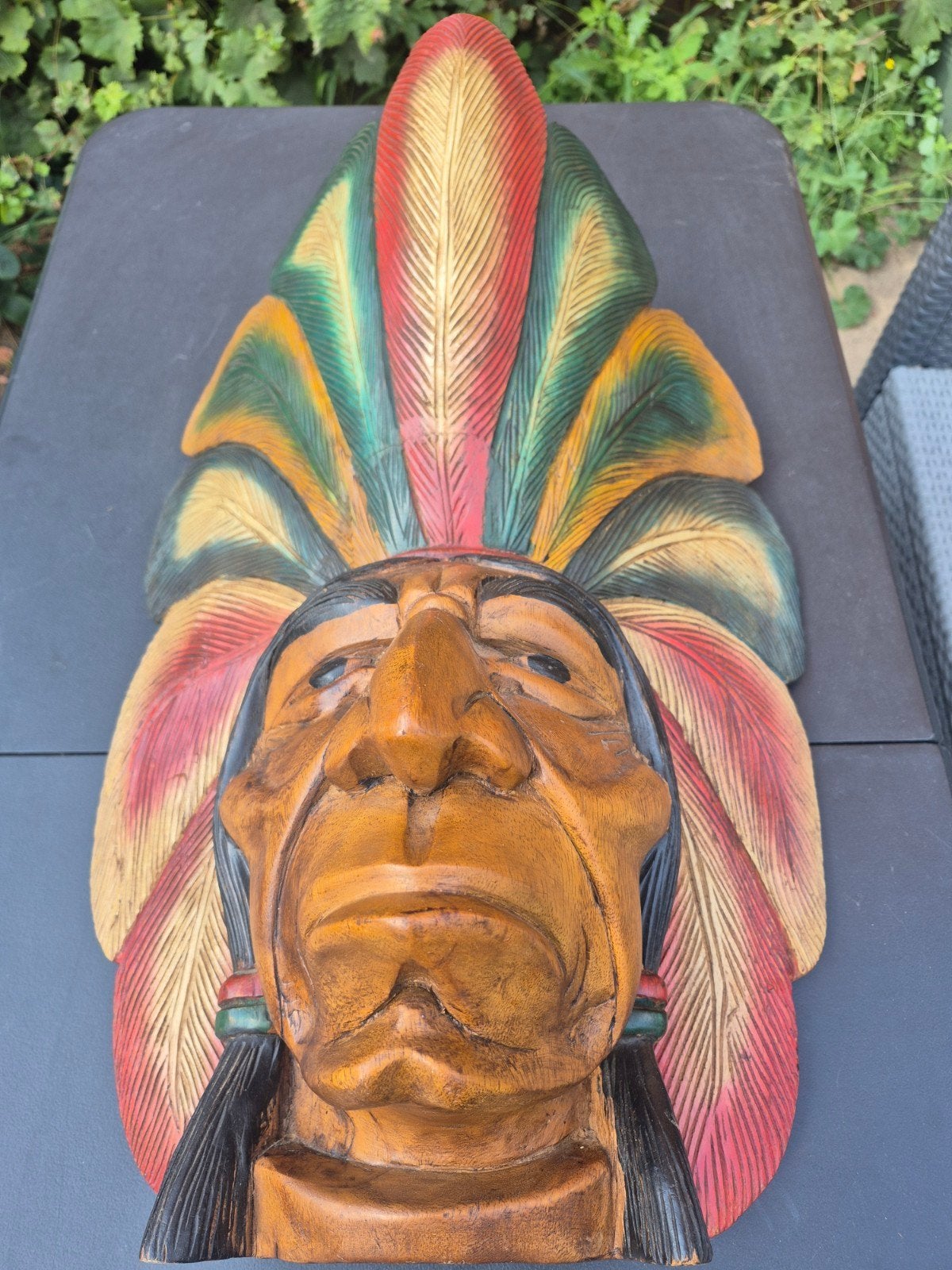 houten indianenhoofd, Ophalen