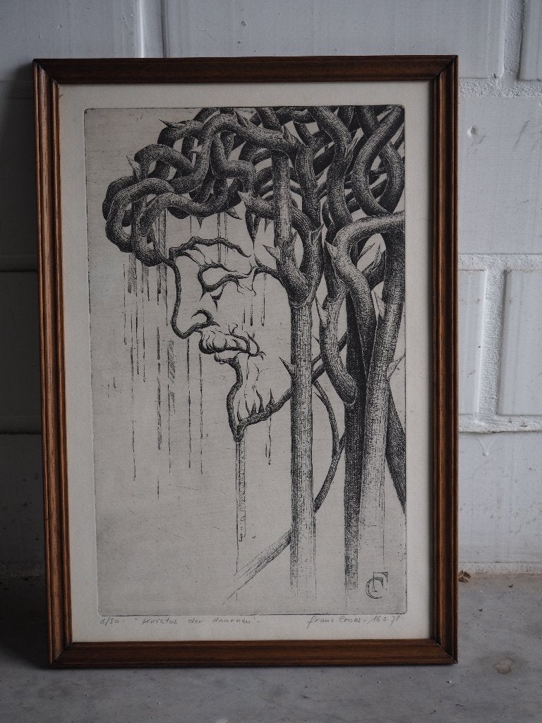 litho "Kristus der Doornen" uit 1978, Antiek en Kunst, Antiek | Religieuze voorwerpen, Ophalen