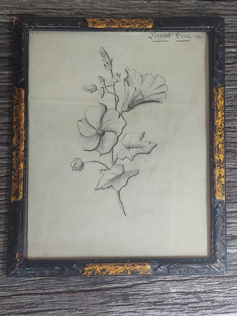 Prachtige oude (1920) gesigneerde potloodtekening bloemen, Antiek en Kunst, Kunst | Etsen en Gravures, Ophalen of Verzenden, Portret