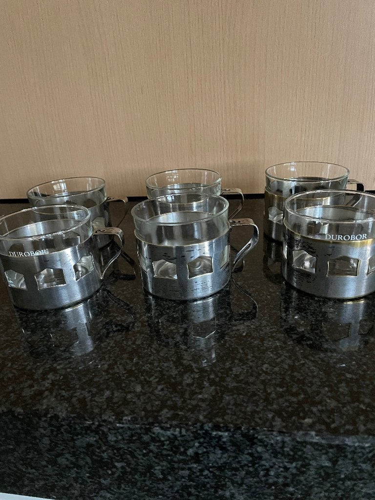 Retro koffie- of theetassen Durobor, Enlèvement ou Envoi, Verre, Utilisé, Autres styles