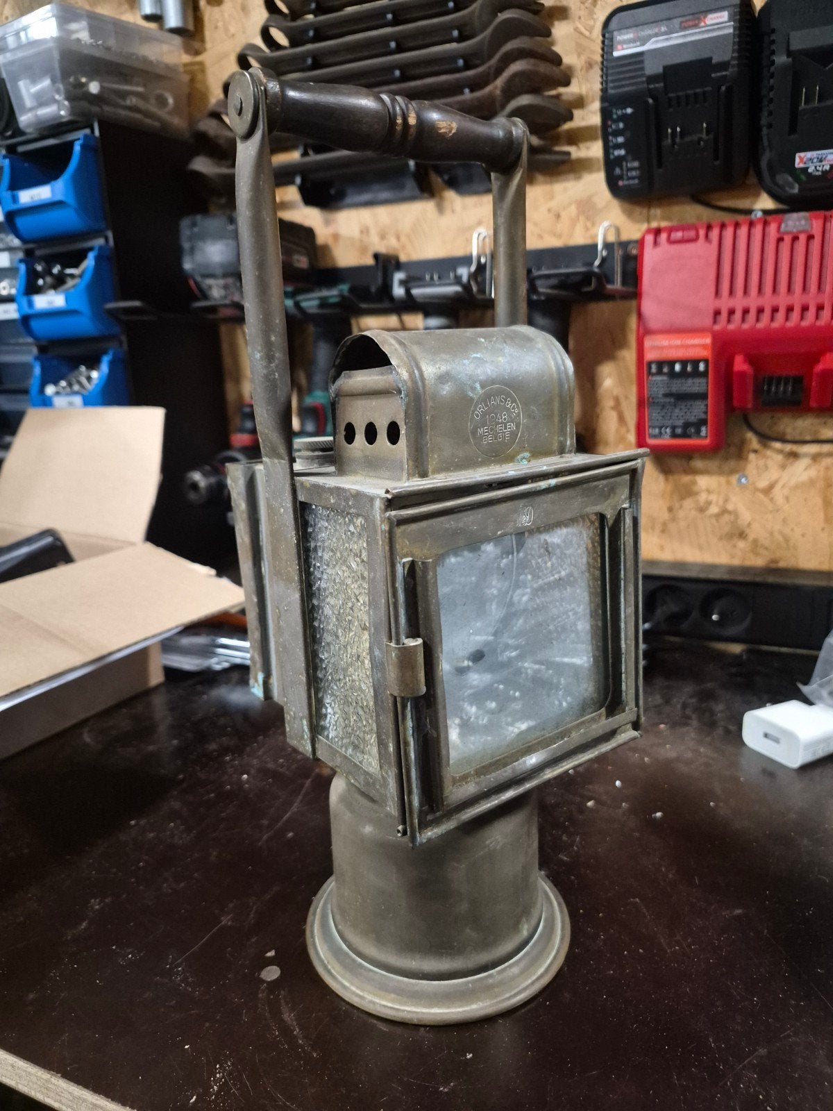 Antieke NMBS carbidlamp – Orlians & Co 1948, Huis en Inrichting, Ophalen, Zo goed als nieuw, Vrijstaand, Overige soorten