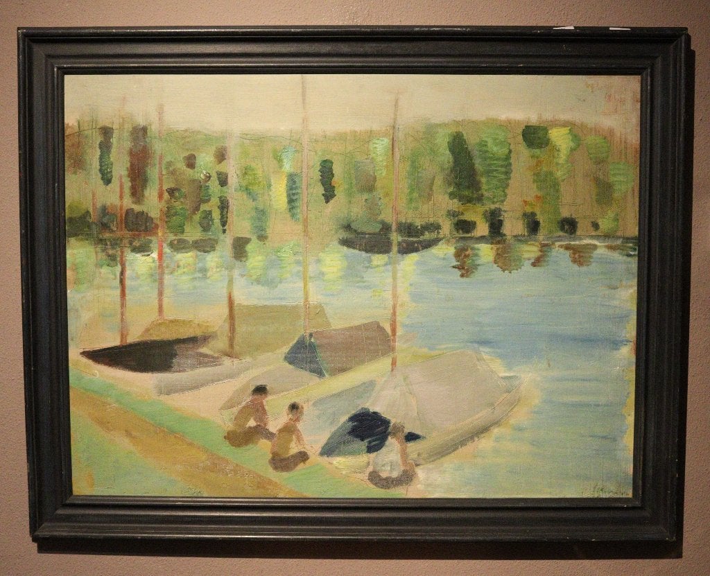 Grand panneau à huile provenant de Hongrie, Antiquités & Art, Enlèvement ou Envoi, Signé, Peinture à l'huile, Panneau