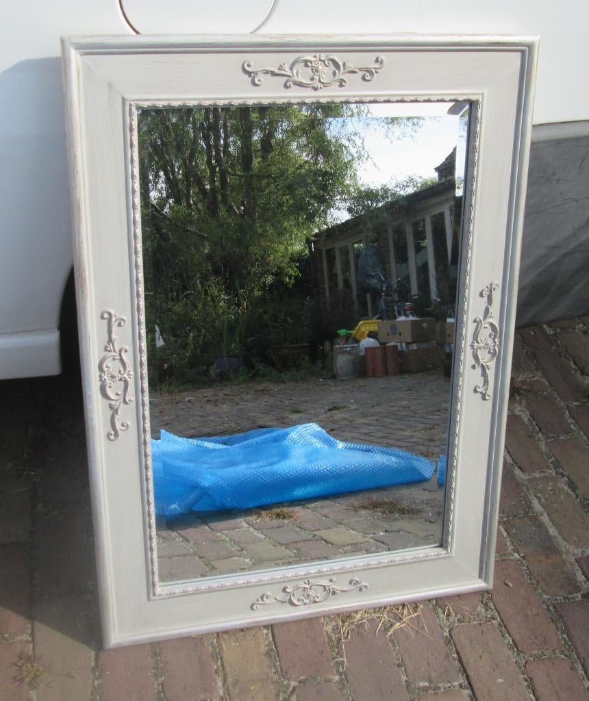 Prachtige Vintage Houten Spiegel - 97x71, Antiek en Kunst, Ophalen of Verzenden, Rechthoekig