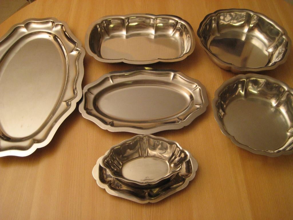 Plats de service en inox 18/10 — 6 pièces, Enlèvement ou Envoi, Comme neuf, Inox, Autres types