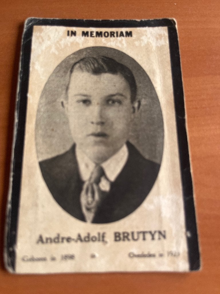 Rouwkaart A. Brutyn  Beernem 1898 + Detroit (USA) 1923, Verzamelen, Bidprentjes en Rouwkaarten, Verzenden, Rouwkaart
