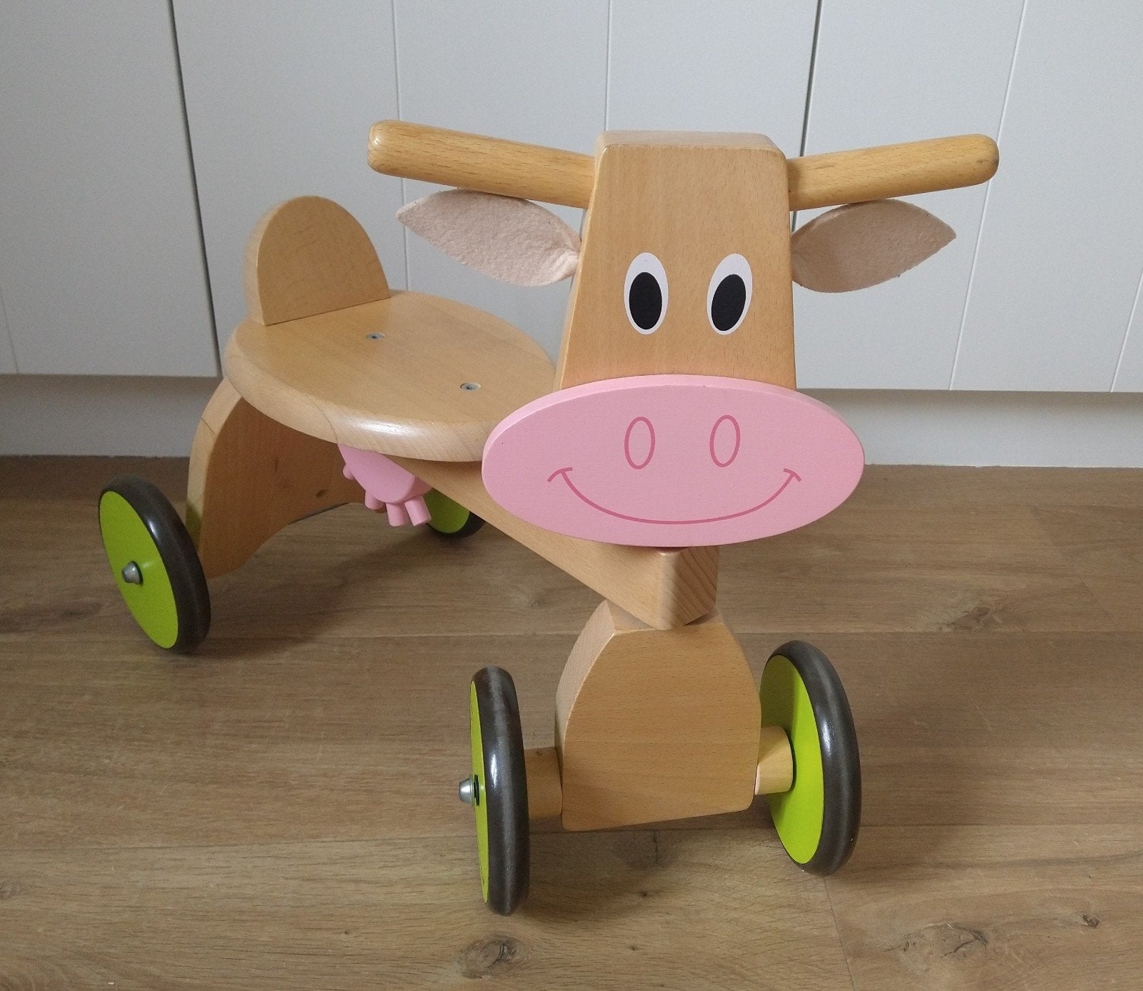 Houten Loopfietsje met 4 wielen - Scratch, Ophalen, Zo goed als nieuw, Loopfiets