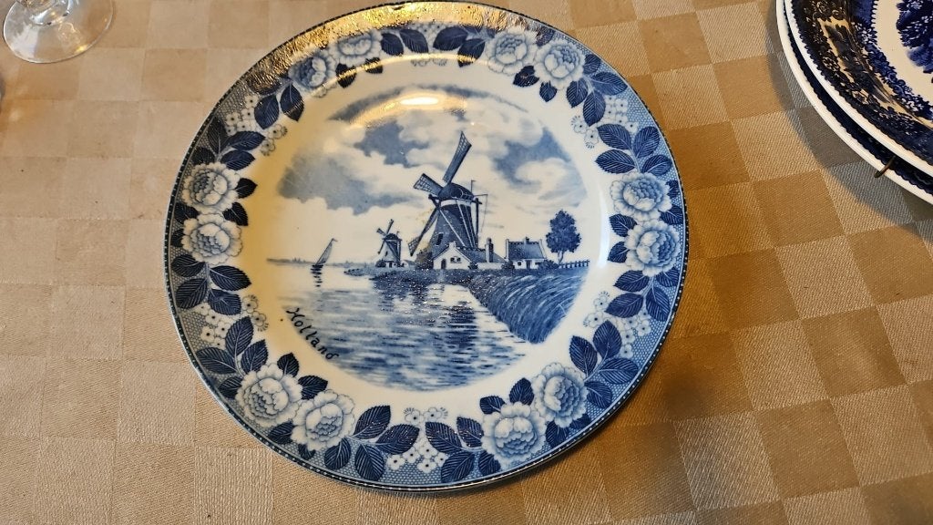 plaque murale ancienne bleue de Delft de NL Windmill Landsca, Enlèvement ou Envoi