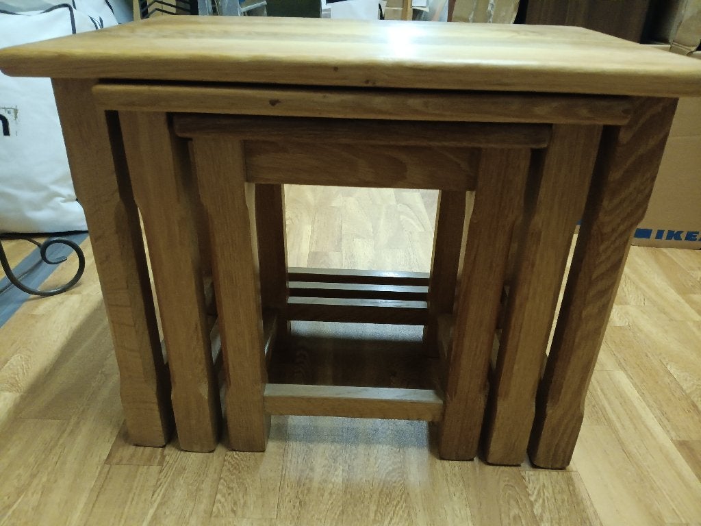 Set van drie vintage bijzettafels, Ophalen, Minder dan 45 cm, Minder dan 55 cm, Zo goed als nieuw