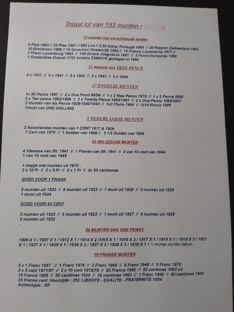 Lot de 153 pièces pour 25€, Enlèvement ou Envoi, Autres pays
