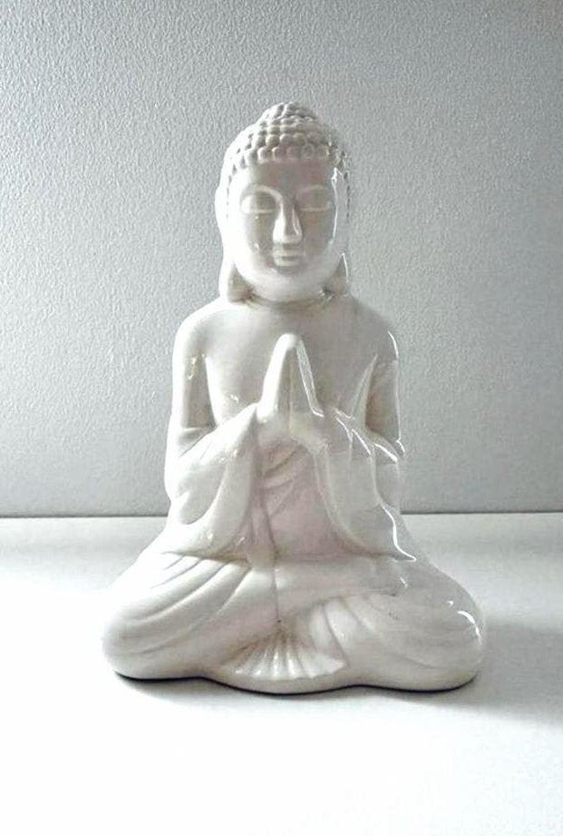 Statue Bouddha blanc en céramique 20 cm – Décoration zen, Maison & Meubles, Enlèvement, Comme neuf