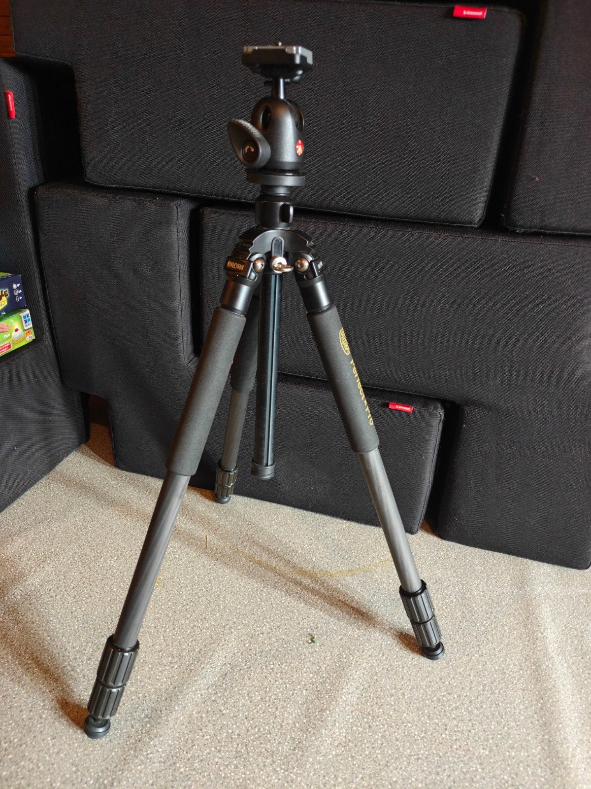 statief Bilora Perfect Pro Carbon + Manfrotto balhoofd, Audio, Tv en Foto, Fotografie | Statieven en Balhoofden, Ophalen, Balhoofd