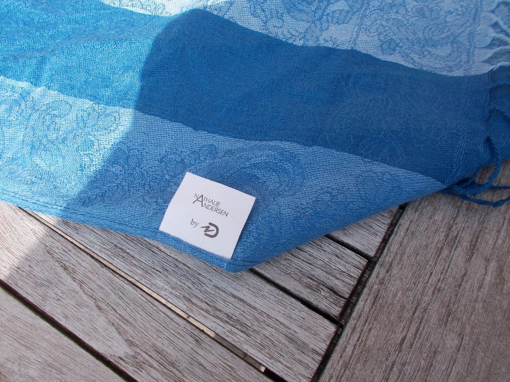 Vintage Nathalie Andersen sjaal, vintage jacquard stola,, Kleding | Dames, Nathalie andersen, Ophalen of Verzenden, Zo goed als nieuw