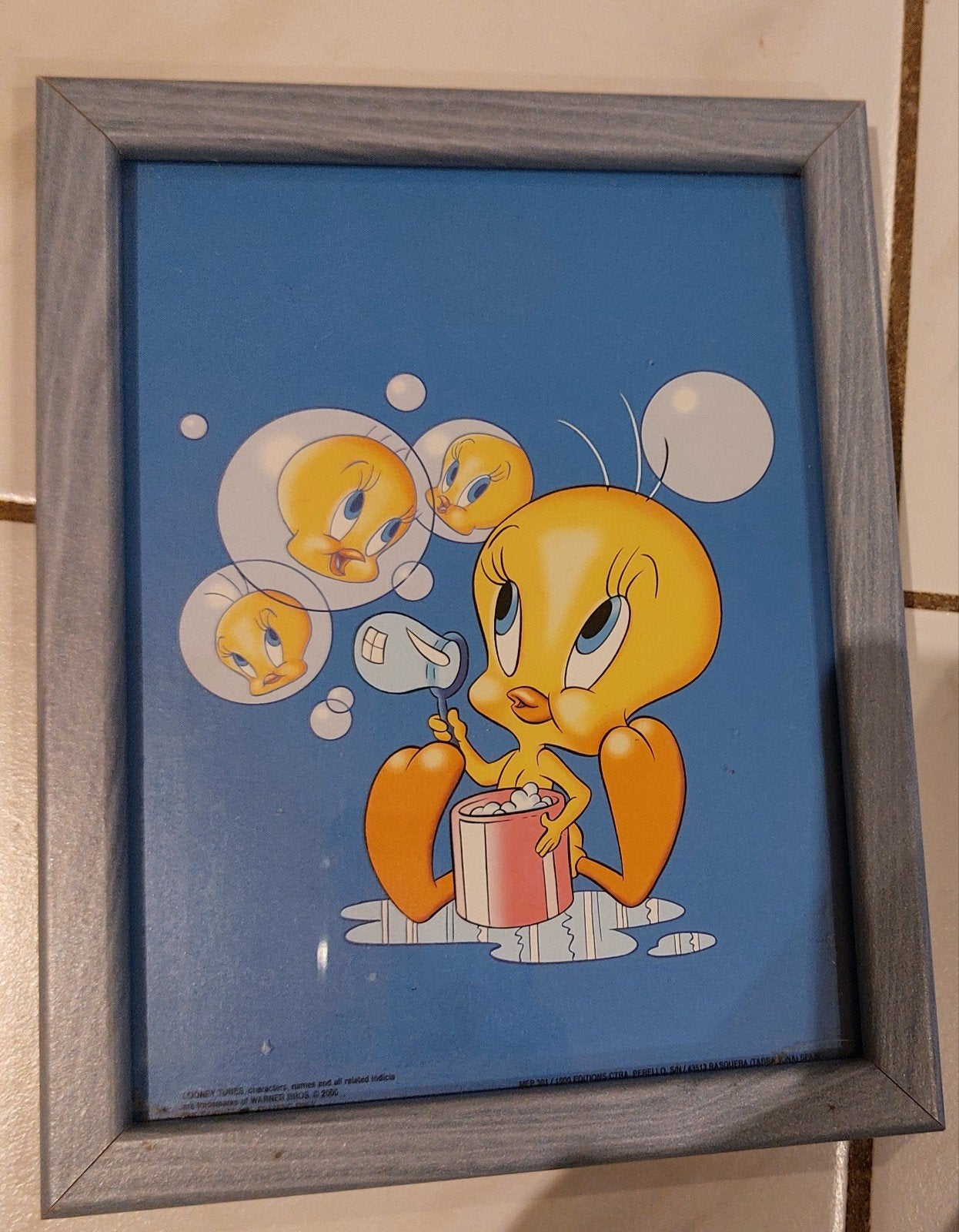 Zeldzame Warner Bros Tweety Poster in Houtlook Lijst, Verzamelen, Posters, Ophalen of Verzenden