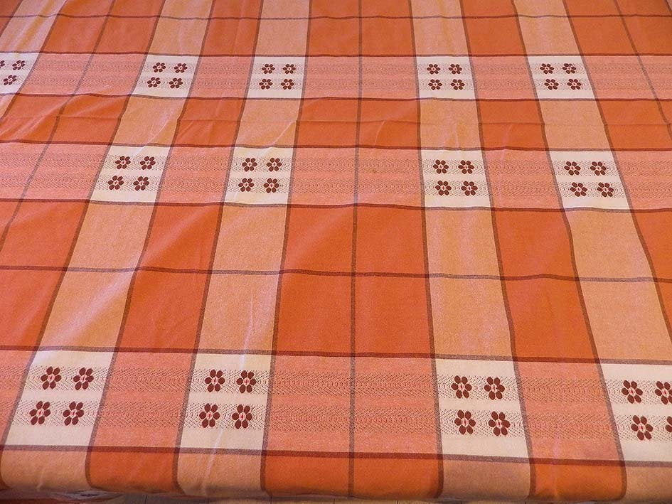 Authentiek Retro-Tafelkleed: 245x135cm., Huis en Inrichting, Ophalen, Oranje, Zo goed als nieuw, Katoen