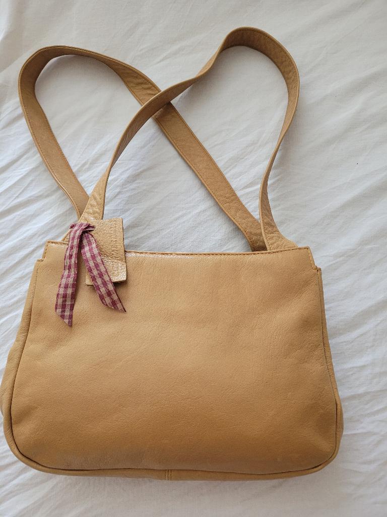 Lederen damestas als nieuw, Ophalen, Zo goed als nieuw, Beige, Handtas