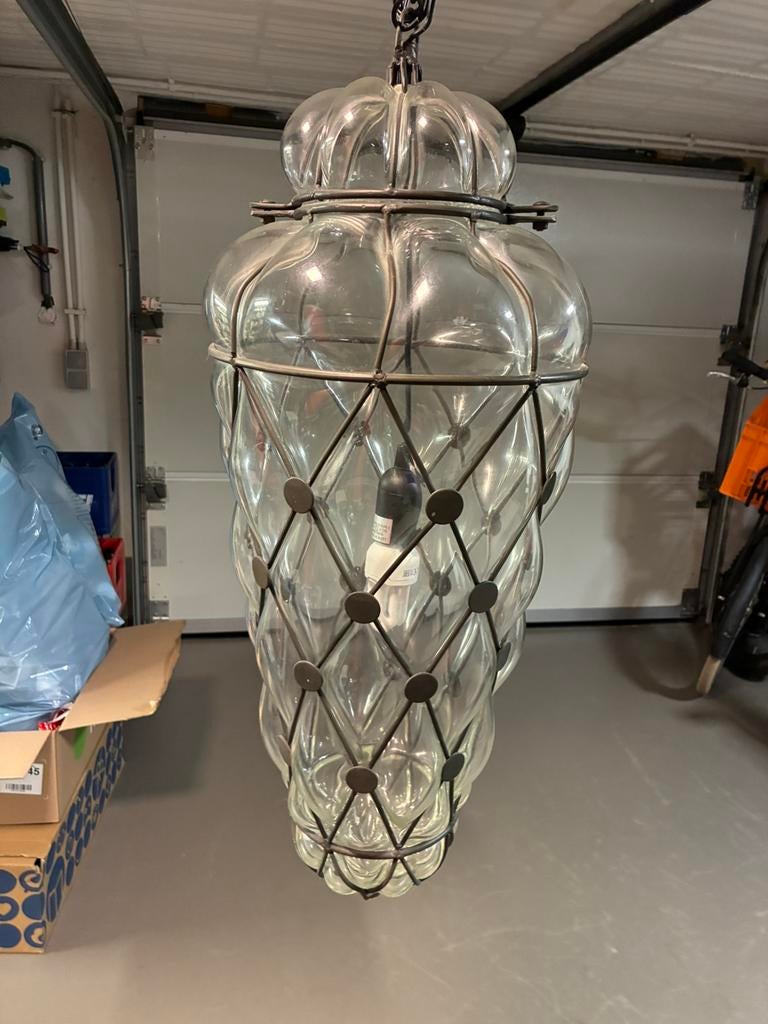 Grote Venetiaanse hanglamp / lantaarn, Enlèvement, Comme neuf, Verre