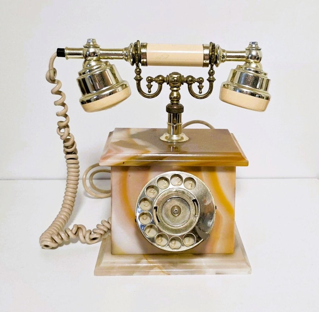 Téléphone vintage en onyx, Italie., Enlèvement ou Envoi, Utilisé